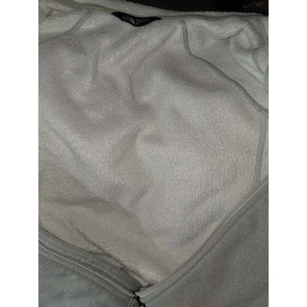 The North Face Mens Grey Full Zip Sherpa Lined Fleece Jacket Medium Mock Neck